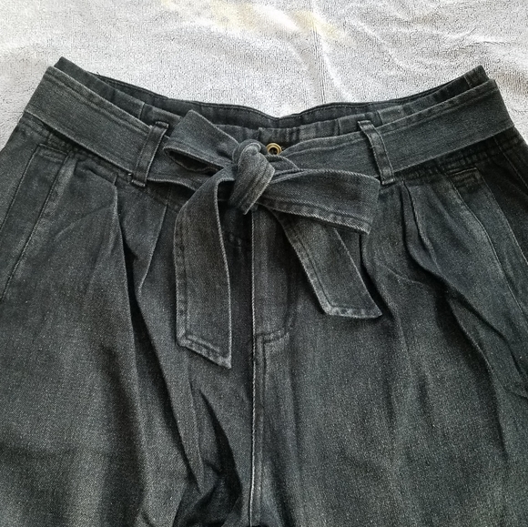 Very J Wide Leg High Paper Bag Waist Relaxed Fit Black Jeans Size Sm Md & Lg NWT - Picture 8 of 10